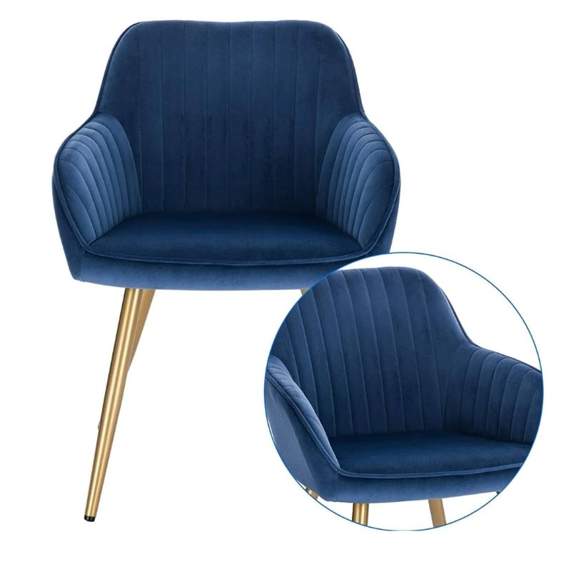 Berlin Blue Lounge Chair Hire – 81 cm High with Gold Legs