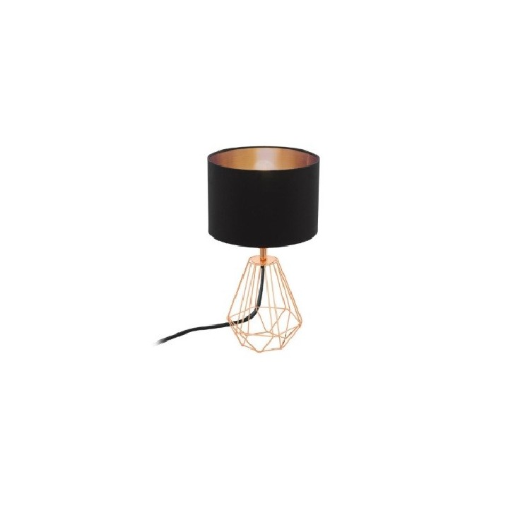 Industrial table lamp hire Berlin – black metal shade with copper accents, 31 cm