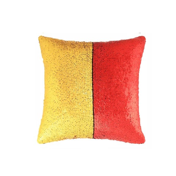 Red & Gold Sequin Cushion Rental Berlin – 45 × 45 cm Sparkling Event Pillow