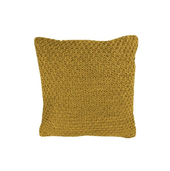Yellow Knitted Cushion Rental Berlin – 45 × 45 cm Handcrafted Decorative Pillow