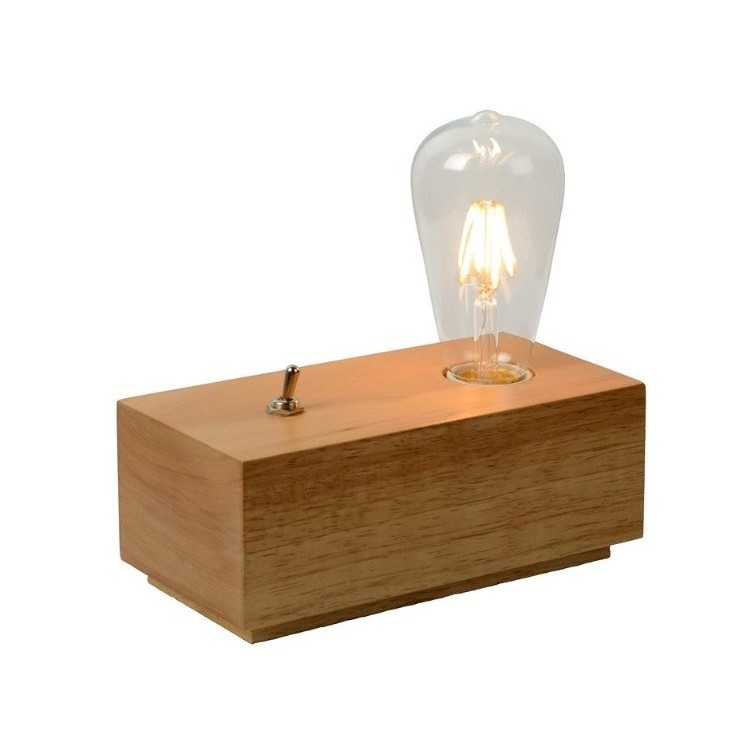 Wooden LED Table Lamp Rental Berlin – Natural Light Brown Wood Design