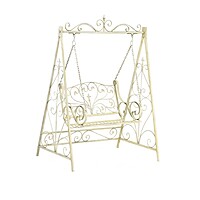 Antique‑White Iron Wedding Swing Rental Berlin – 206 cm High, 146 cm Wide