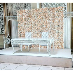 Flower Wall Rental Berlin – Apricot/White Silk Flower Backdrop 250 × 300 cm