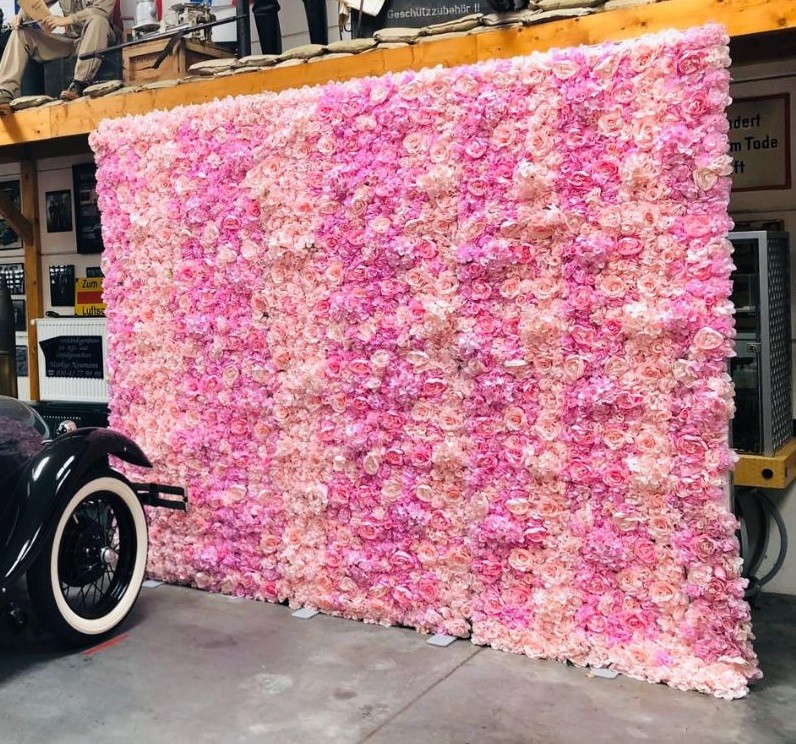 Flower Wall Rental Berlin – Silk Floral Backdrop 250 × 300 cm (Pink)