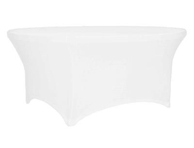 White Stretch Table Cover Rental in Berlin – Matte Fitted Design