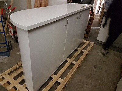 Oval Lockable Exhibition Counter Hire in Berlin Oval Lockable Exhibition Counter Hire in Berlin